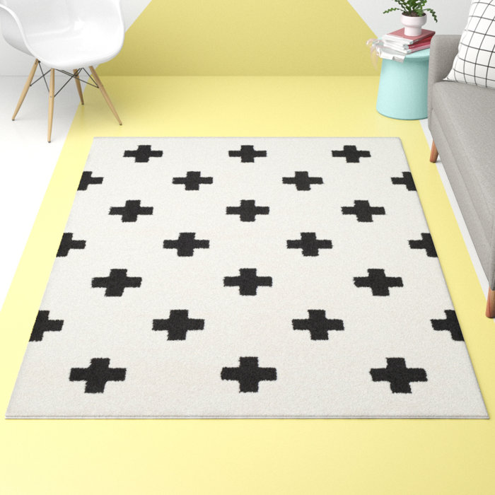 Hashtag Home Tommen Black/OffWhite Rug & Reviews Wayfair